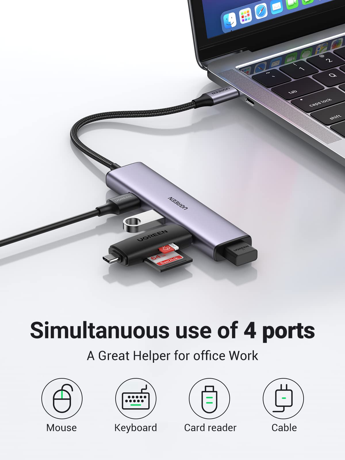 UGREEN Revodok 107 USB C Hub 7 in 1 Gigabit Ethernet 4K@60Hz HDMI, 100W PD  Charging, SD/TF Card Reader, 2 USB A Data Ports Compatible with Mac M1, M2
