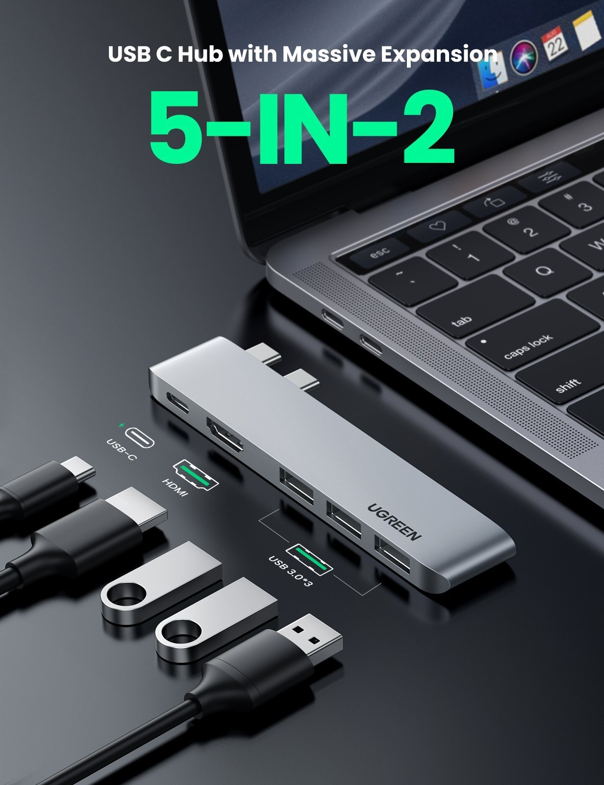  MacBook Pro Docking Station Dual Monitor MacBook Pro HDMI  Adapter,9 in 1 USB C Adapters for MacBook Pro Air Mac HDMI Dock Dongle Dual  USB C to Dual HDMI Ethernet 3USB