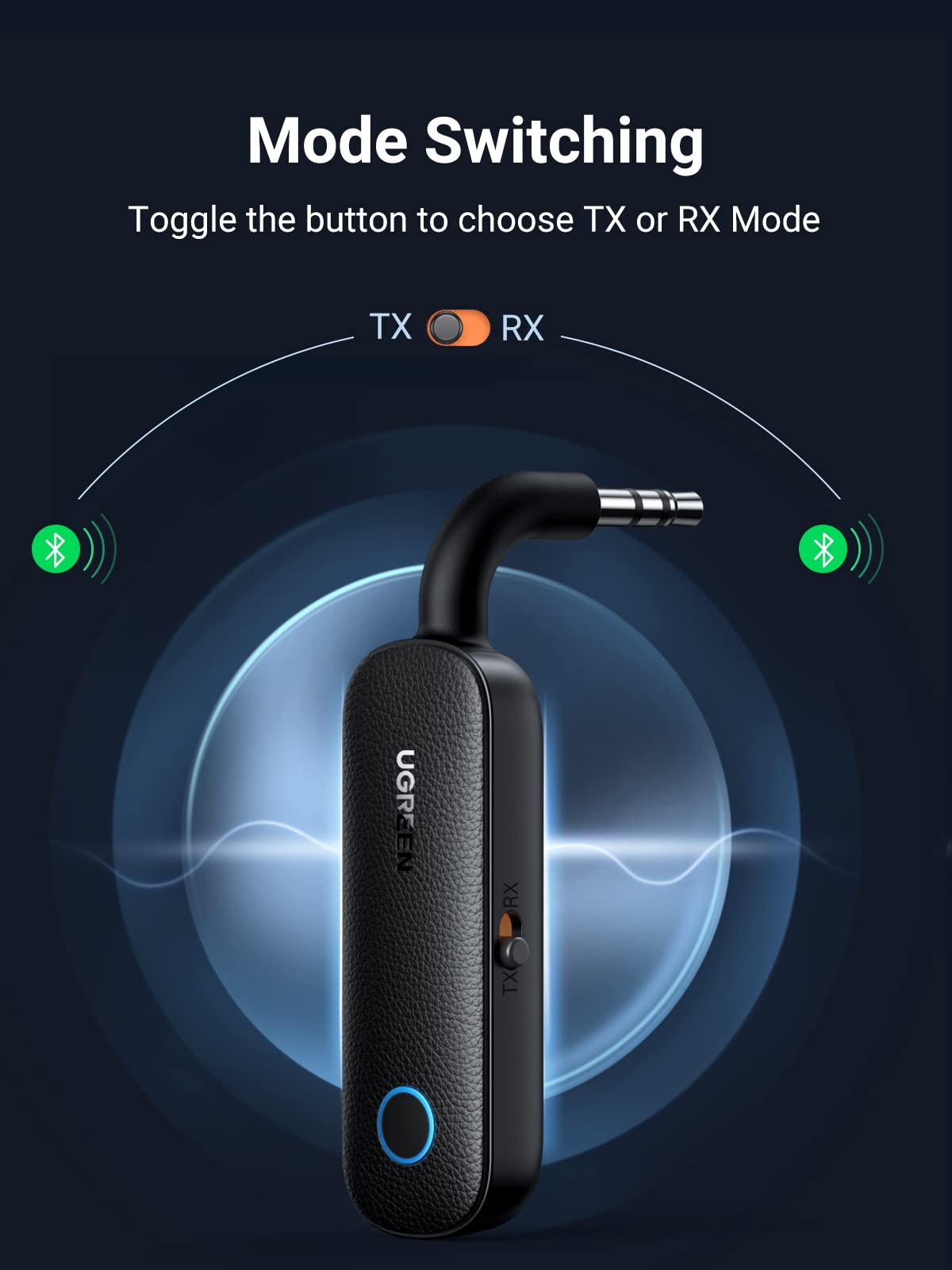 UGREEN USB 2-in-1 Bluetooth 5.0 Car AUX Audio Adapter 3.5mm Mikrofon