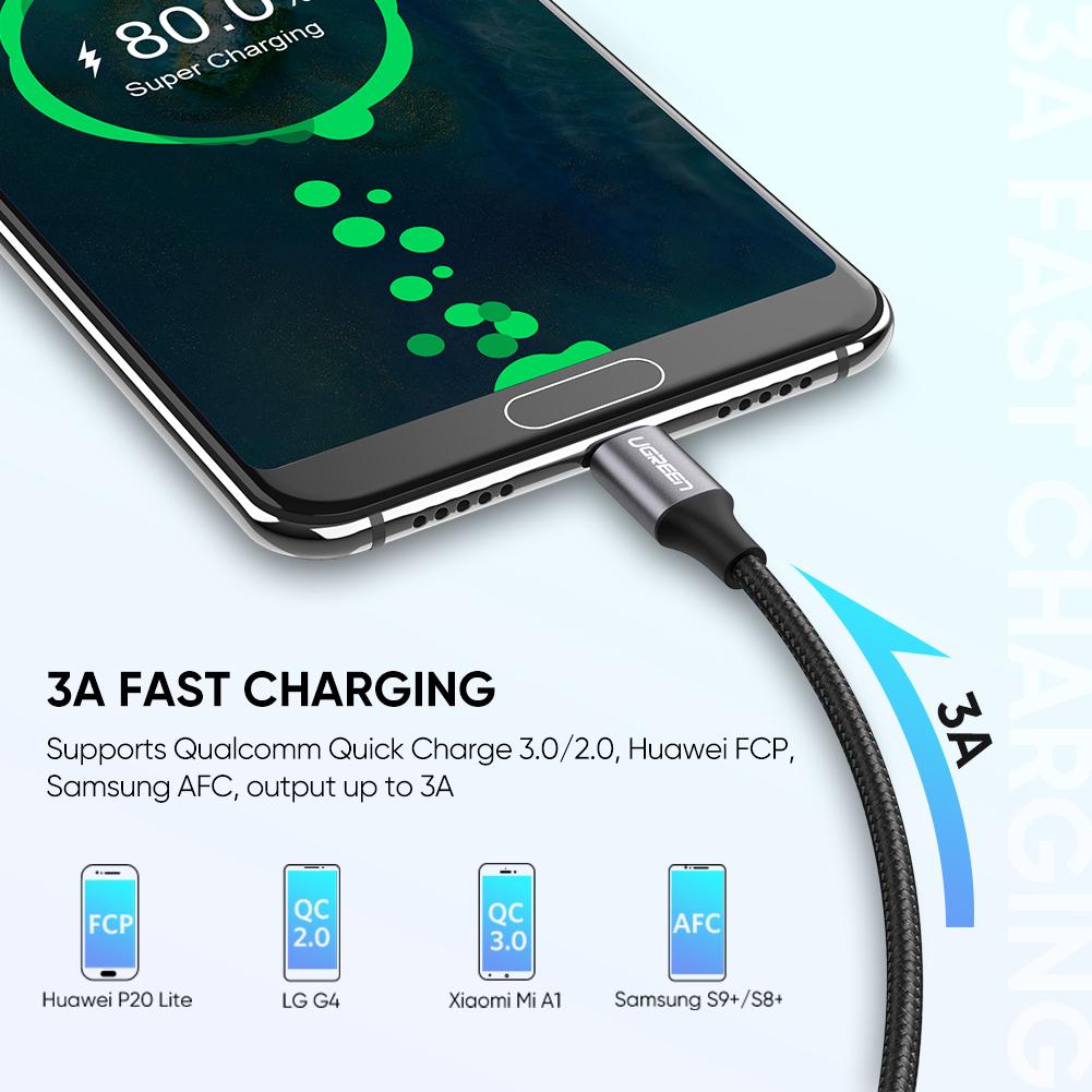 Ugreen Cable USB-A To USB-C Fast Charging 3M White - الدهماني