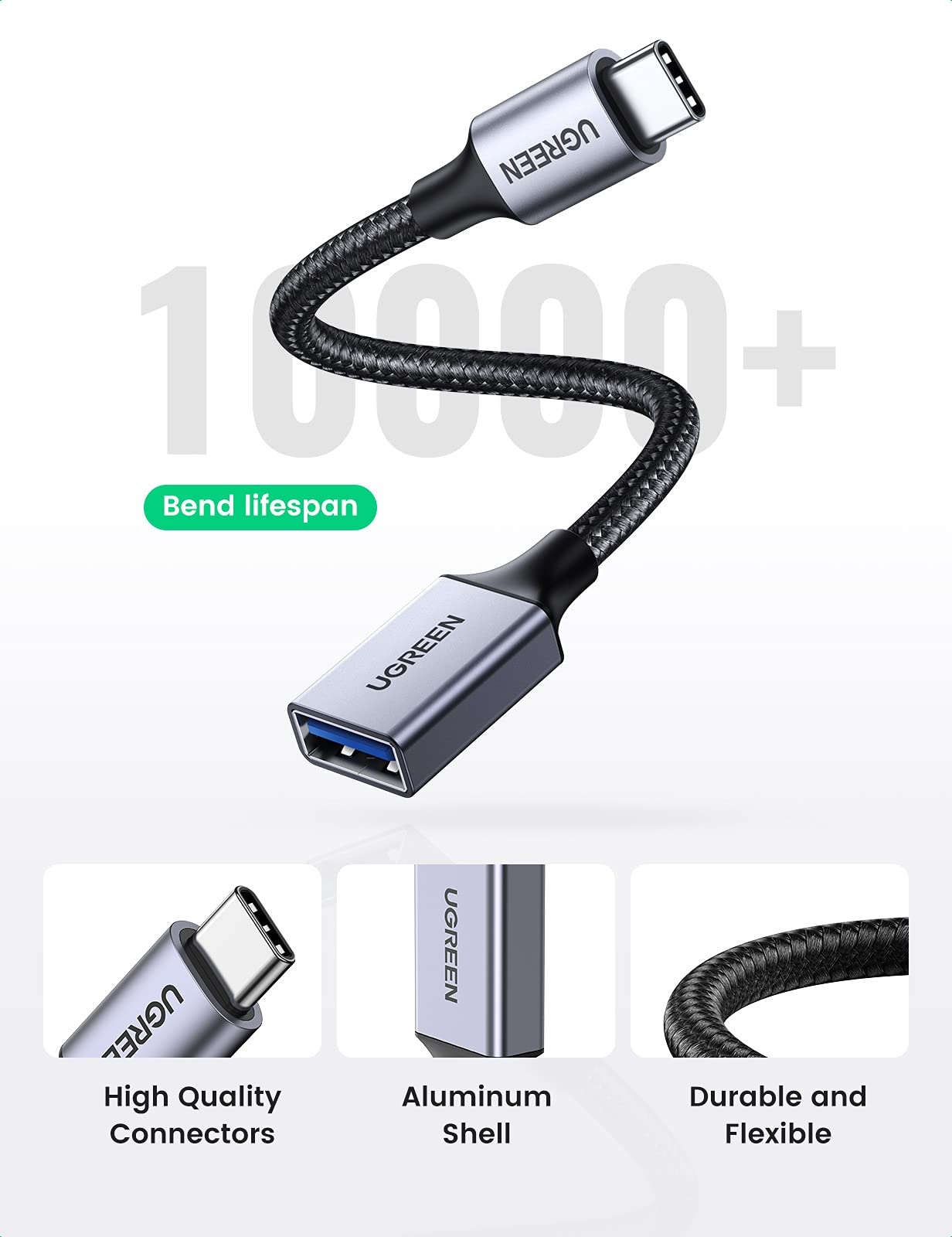 UGREEN USB C to USB 3.1 Adapter,USB C Male to USB Female Adapter,Type C  Adapter OTG Cable Compatible with MacBook Pro 2022, MacBook Air/Mini,iPad