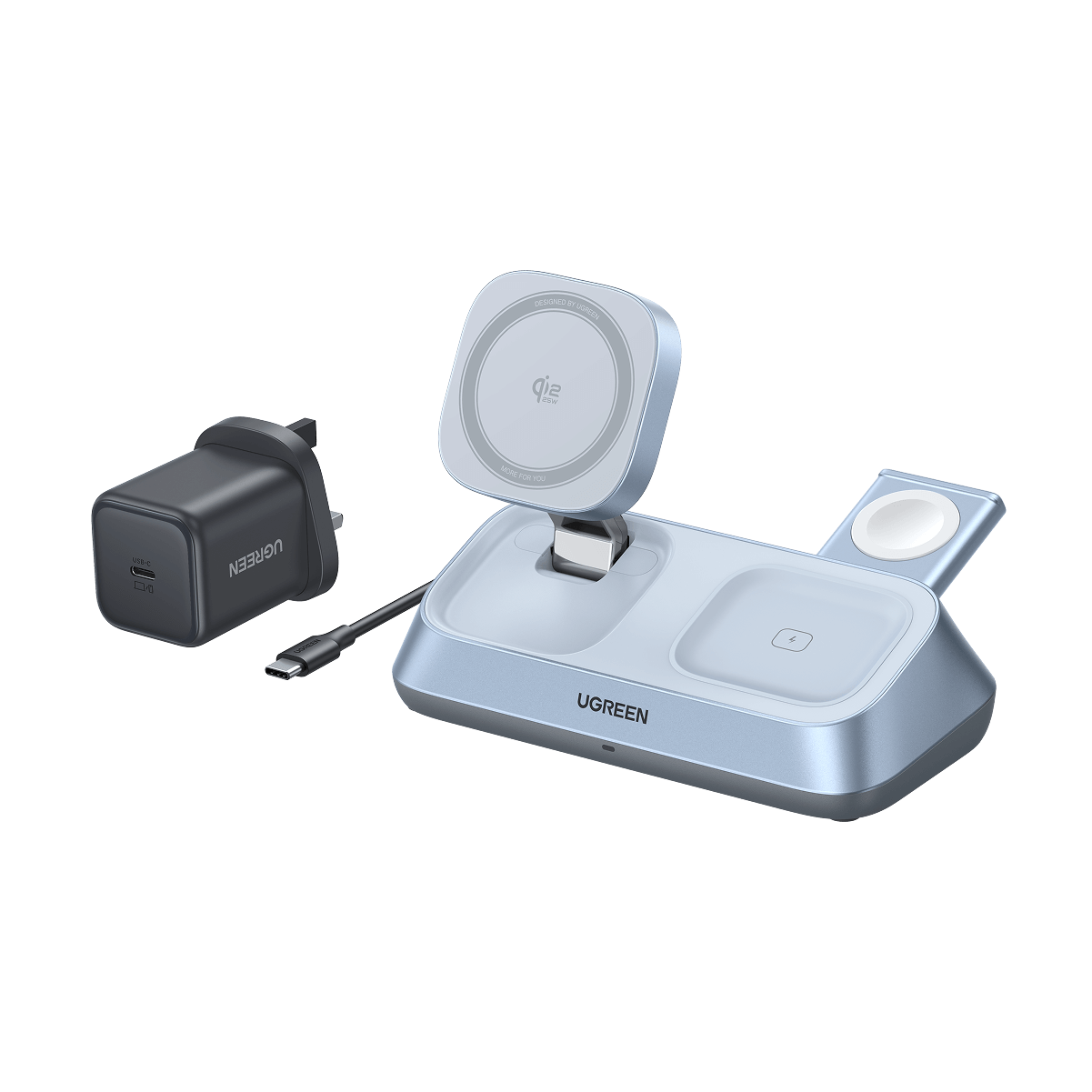 UGREEN MagFlow 3-in-1 Magnetic Wireless Desktop Charger 25W (MagSafe compatible)
