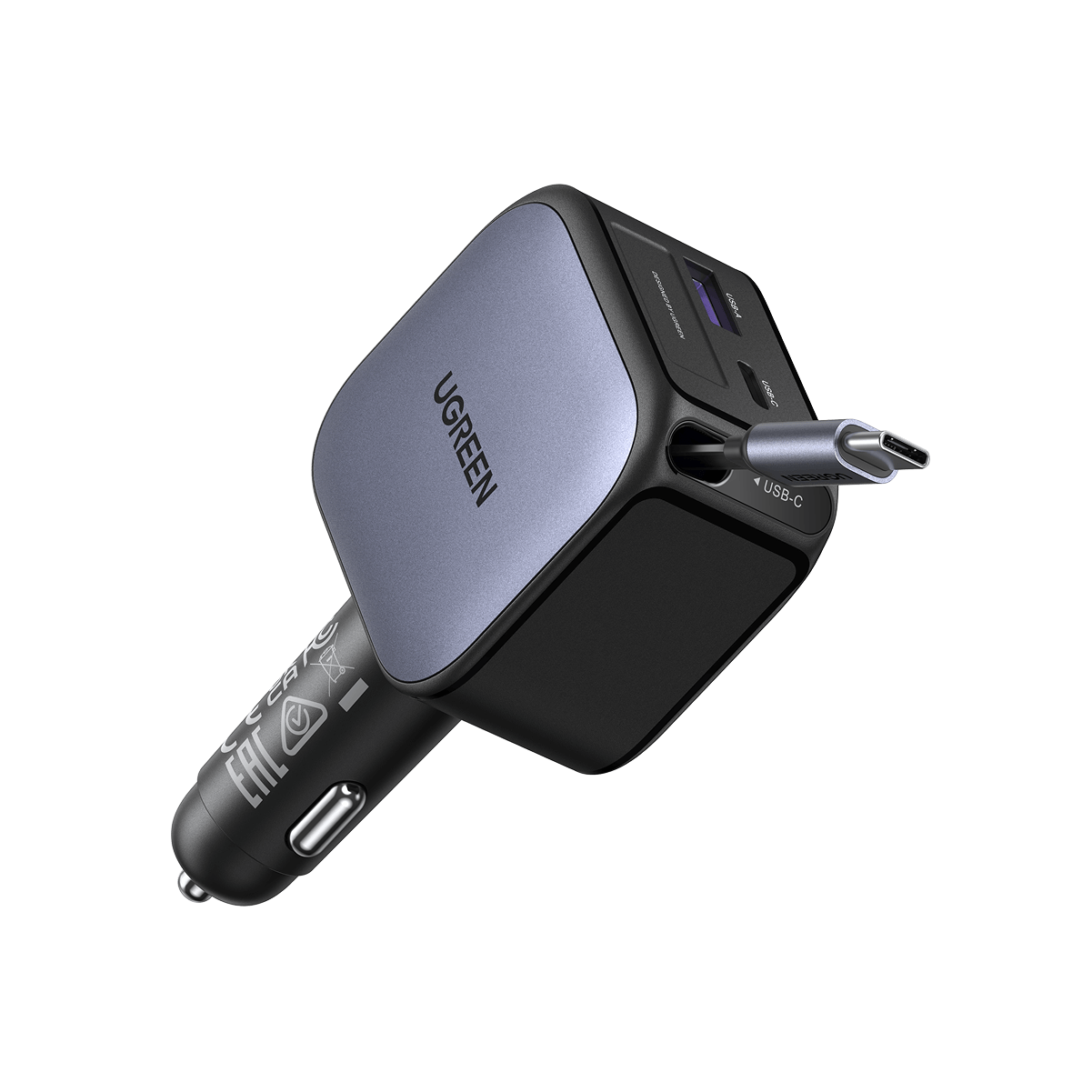UGREEN Nexode Car Charger 60W with Retractable USB-C Cable