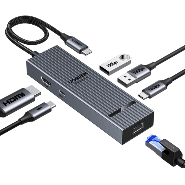 UGREEN Revodok 6-IN-1 USB-C Hub Ethernet, 4K@60Hz HDMI Display