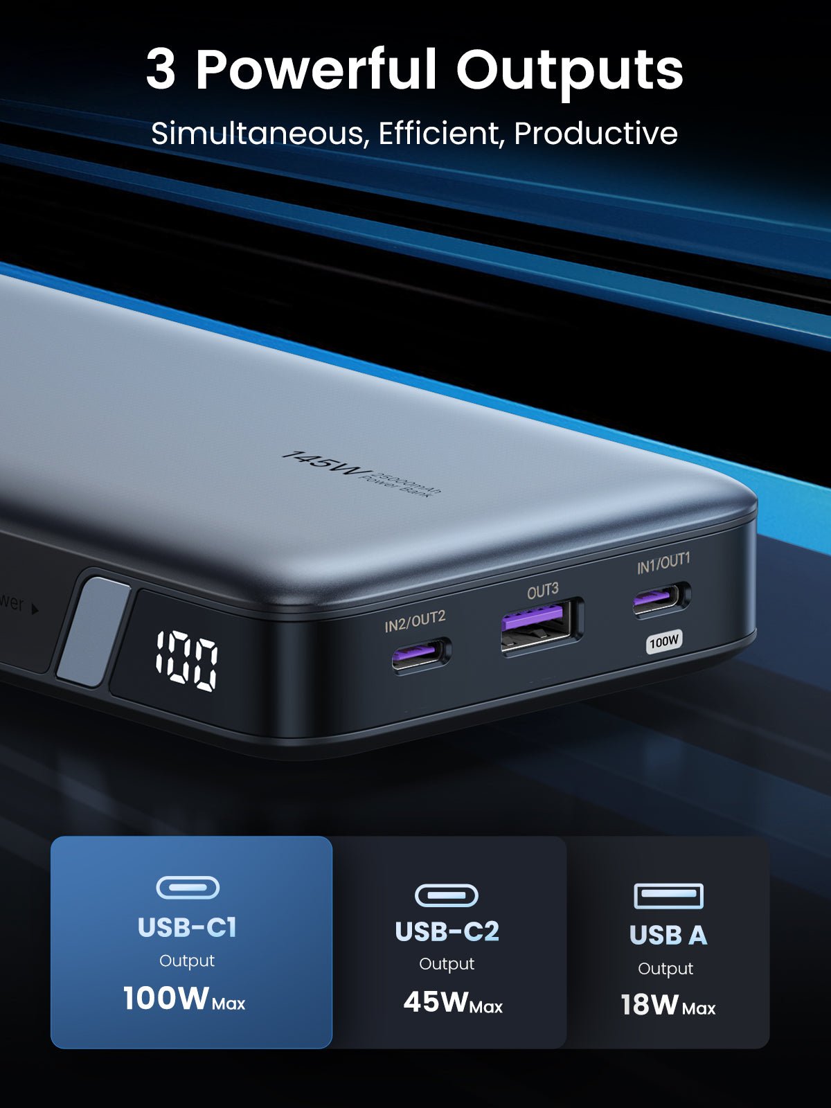 145W 3 Ports 25000mAh Power Bank for Laptop – UGREEN US