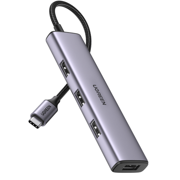UGREEN 15495 HUB USB-C (Docking Revodok) 5 en 1 / 1 USB-A 3.0 (5Gbps) / 2  USB-A 2.0 (5Gbps) / HDMI 2.0 4K30Hz / USB-C PD Carga 100W / Cable Trenzado  Duradero / Carcasa de Aluminio.