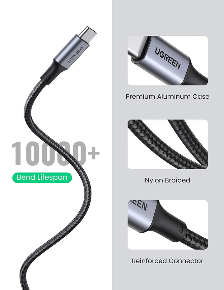 Cable USB-C Ugreen 100W, 300 cm, Carga rápida QC3.0, PD